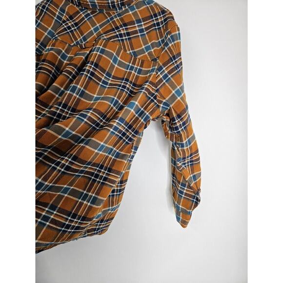 Duluth Trading Co Folklore Flannel Shirt Mustard Plaid Outdoors Workwear 2XL - Picture 3 of 5